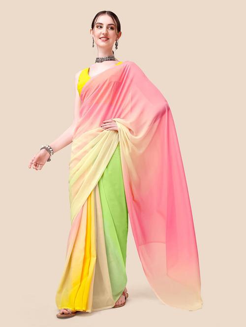 women's ombre multi colored saree with blouse - 20282115 - Very Small Image - 1