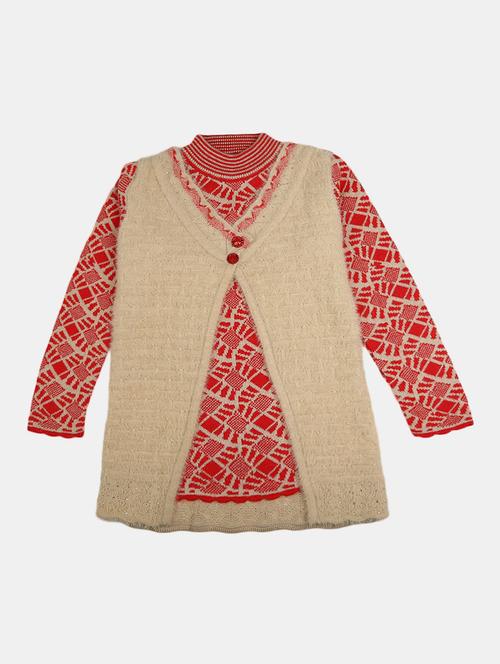 red & beige self-designed layered sweater - 20282418 - Very Small Image - 1