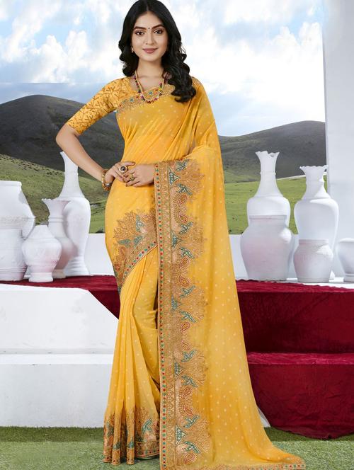 women's bordered royal blue colored saree with blouse - 20282743 - Very Small Image - 1