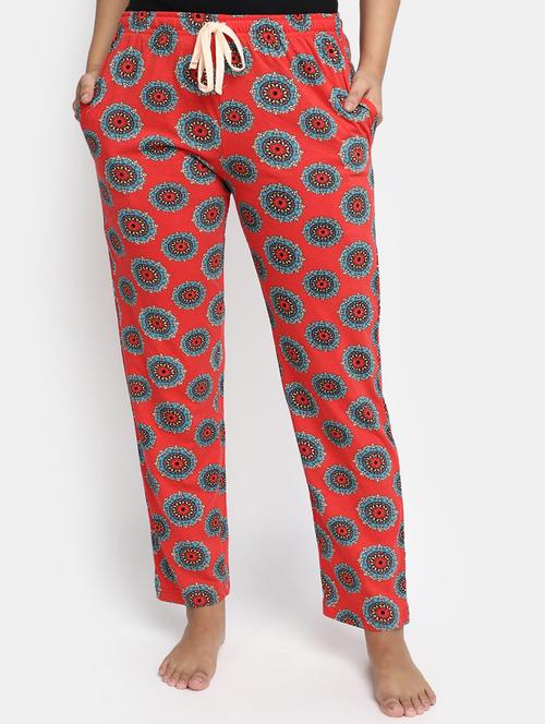 red cotton geometric print pajama - 20284399 - Very Small Image - 1