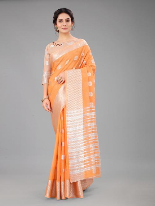 peach colored maheshwari  saree with blouse - 20286854 - Very Small Image - 1