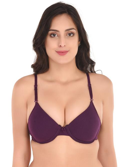 purple cotton blend push up bra - 20288501 - Very Small Image - 1