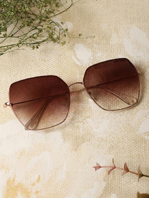  marc louis unisex uv protection metal  square sunglass full-rim goldenframe and lens brown gradient b80-518 sg - 20288644 - Very Small Image - 1