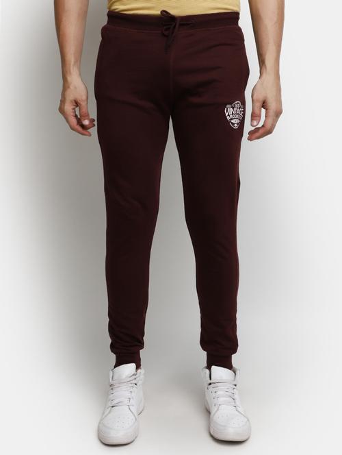 men burgundy cotton ankle length track pant - 20288855 - Very Small Image - 1