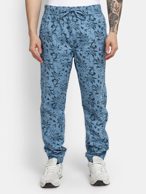 men printed blue  full length jogger - 20288925 - Very Small Image - 1