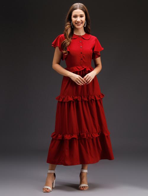 red solid tiered dress - 20289439 - Very Small Image - 1
