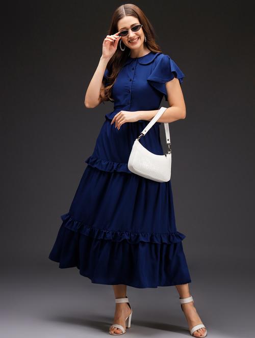 navy blue solid tiered dress - 20289443 - Very Small Image - 1