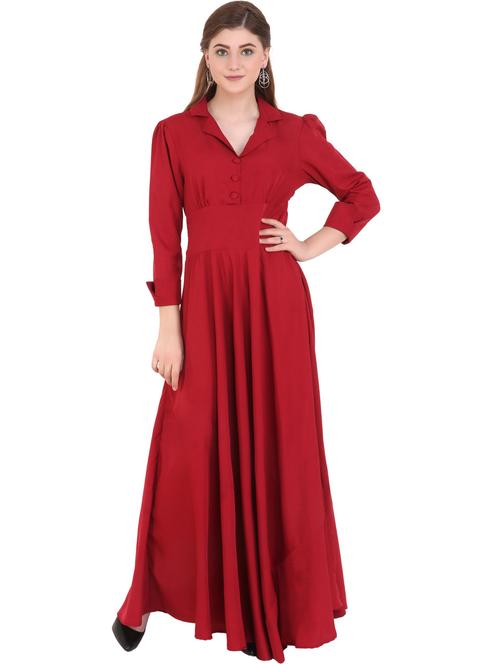 red solid gown dress - 20289448 - Very Small Image - 1