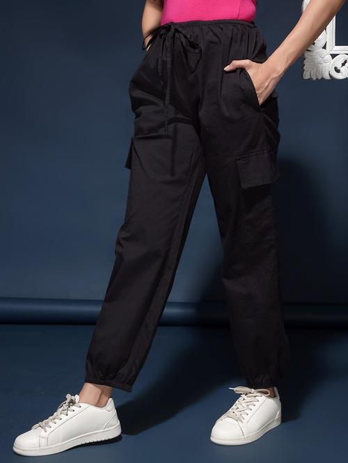 women solid relaxed fit cargo - 20289777 - Very Small Image - 1