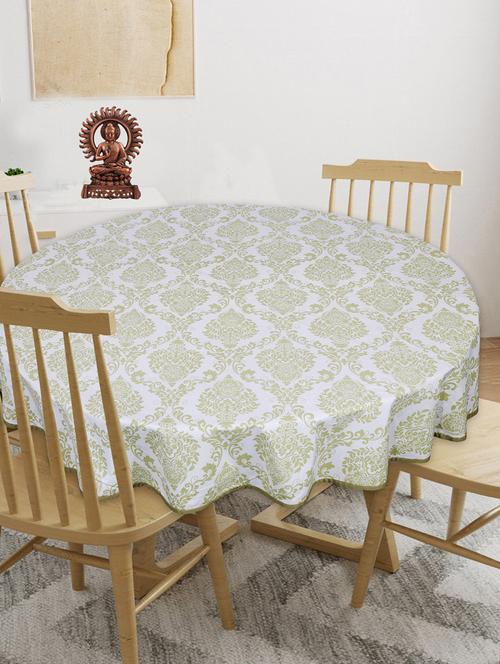 indhome life cotton round pack of 1 floral 4 seater dining table cloth cover, 56" diameter - 20290165 - Very Small Image - 1