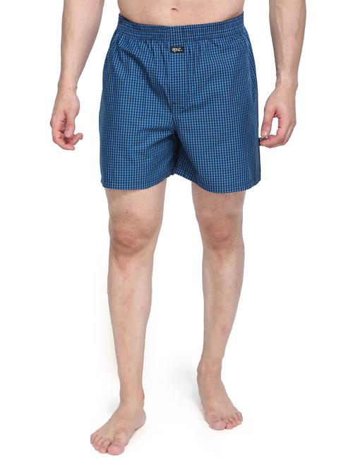 men blue color checkered cotton boxer - 20290388 - Very Small Image - 1