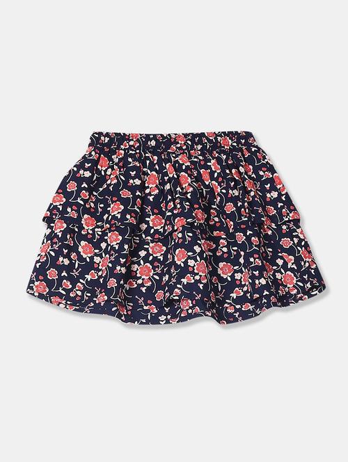 navy blue floral flared skirt - 20290587 - Very Small Image - 1