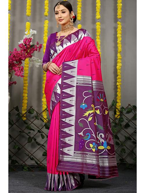 women's self design multi colored saree with blouse - 20290701 - Very Small Image - 1