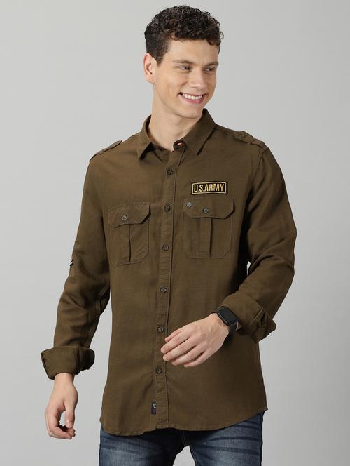 mens solid casual shirt - 20290854 - Very Small Image - 1