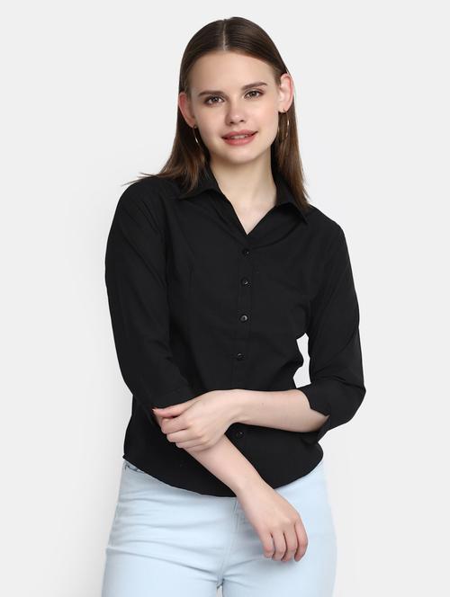 black solid regular shirt - 20291088 - Very Small Image - 1