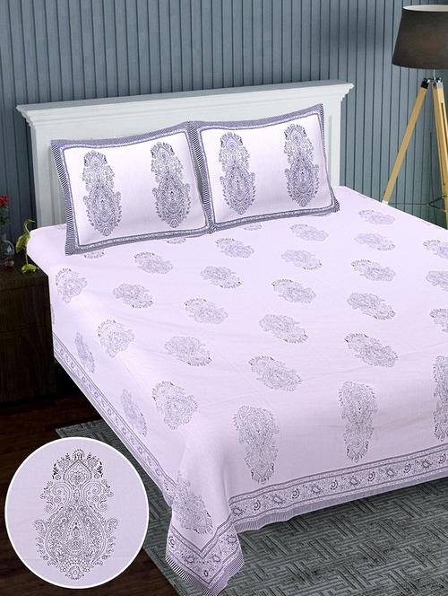 texstylers cotton percale fabric jaipuri print 120 x 120 inches floral bedsheet with 2 pillow covers - 20291418 - Very Small Image - 1