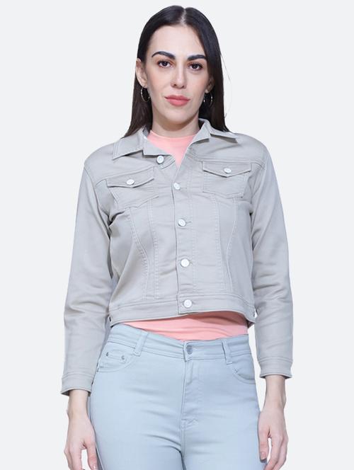 grey solid long sleeve jacket - 20291871 - Very Small Image - 1