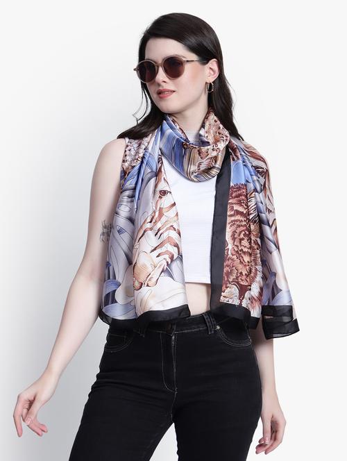 light blue floral print scarf - 20292228 - Very Small Image - 1