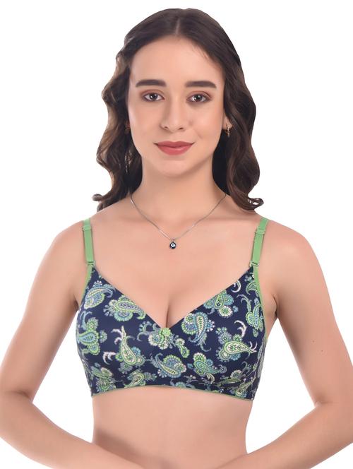 blue paisley print full coverage t-shirt bra - 20292403 - Very Small Image - 1