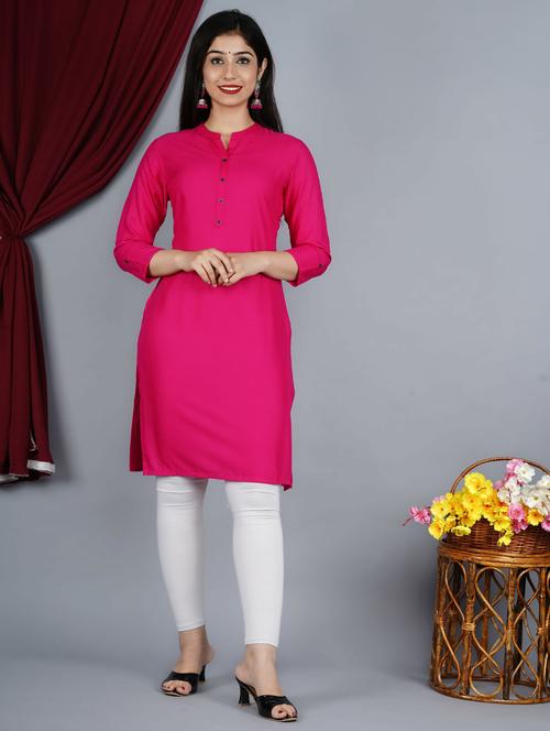 pink colored straight kurta - 20292894 - Very Small Image - 1