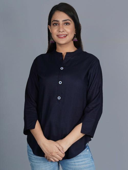 navy blue solid regular tunic - 20292982 - Very Small Image - 1