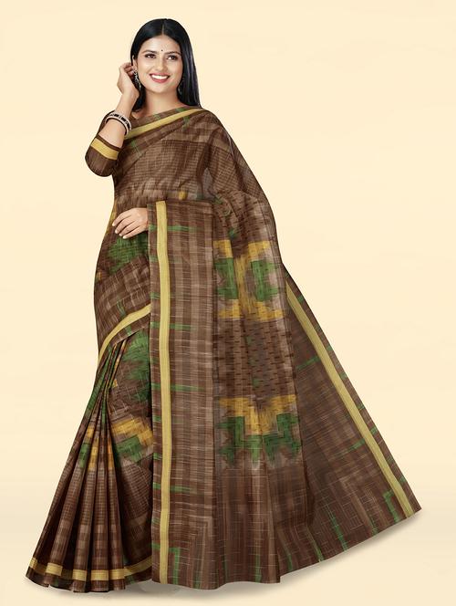 women's abstract brown colored saree with blouse - 20294648 - Very Small Image - 1