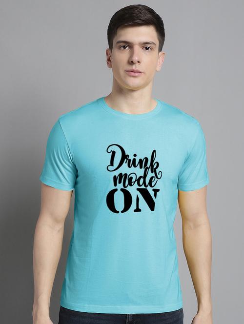 men light blue cotton chest print t-shirt - 20295686 - Very Small Image - 1