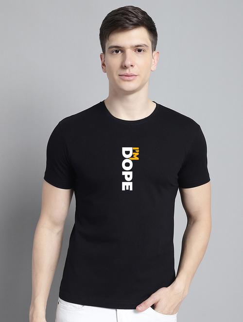 men black cotton chest print t-shirt - 20295731 - Very Small Image - 1