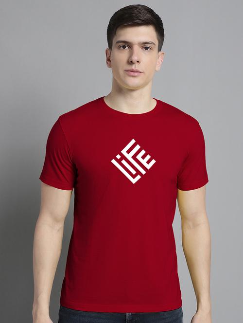 men typography print maroon cotton t-shirt - 20295756 - Very Small Image - 1