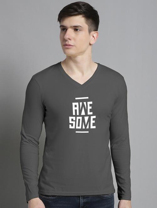 grey cotton chest print tshirt - 20299032 - Very Small Image - 1