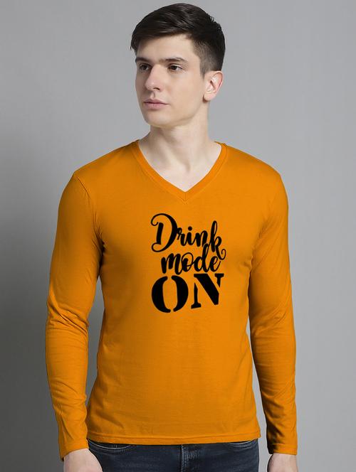 mens v-neck chest print t-shirt - 20299042 - Very Small Image - 1