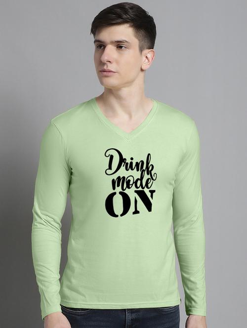 men light green cotton chest print t-shirt - 20299044 - Very Small Image - 1