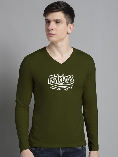 olive cotton chest print tshirt - 20299060 - Very Small Image - 1