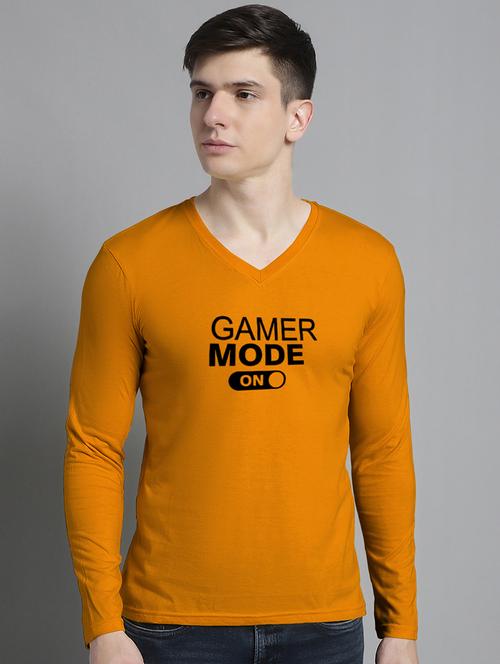 mens v-neck chest print t-shirt - 20299065 - Very Small Image - 1