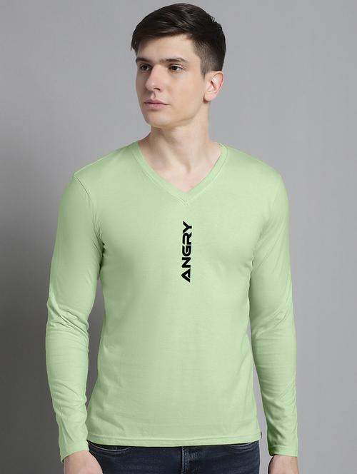 mens v-neck chest print t-shirt - 20299087 - Very Small Image - 1