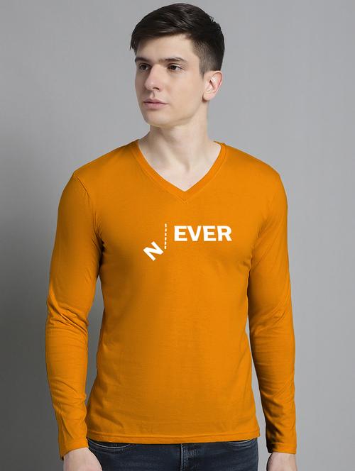 men v-neck cotton chest print t-shirt - 20299124 - Very Small Image - 1