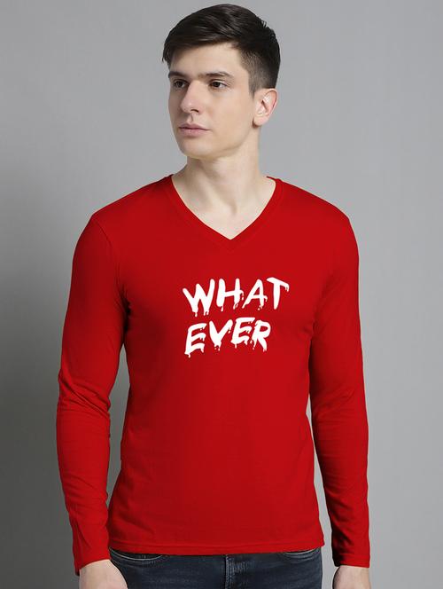 men red cotton chest print t-shirt - 20299128 - Very Small Image - 1