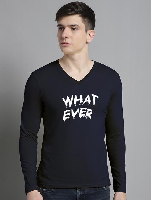 navy blue cotton chest print tshirt - 20299132 - Very Small Image - 1