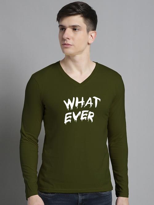 men olive cotton chest print t-shirt - 20299134 - Very Small Image - 1