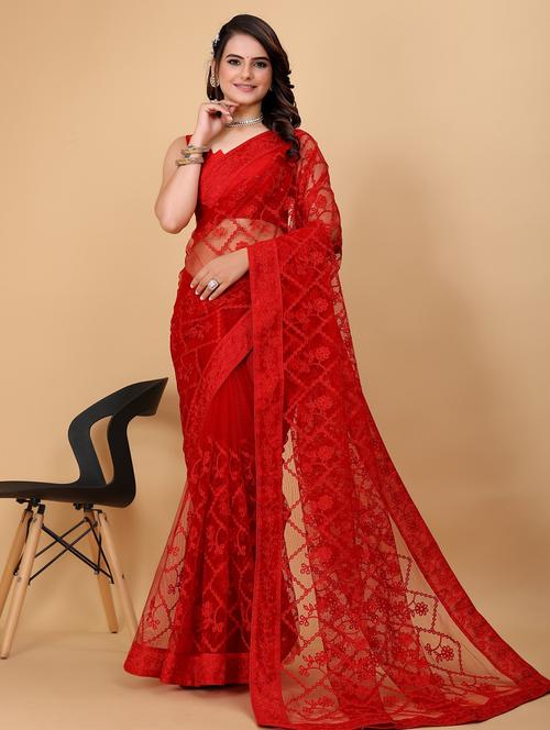 women's embroidered saree with blouse - 20299646 - Very Small Image - 1