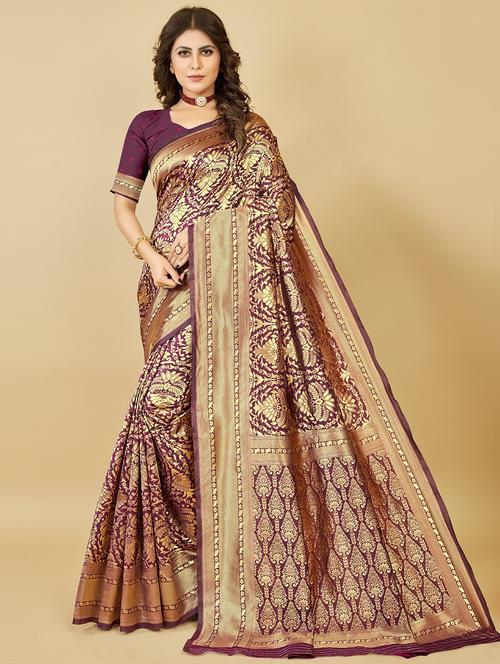women's banarasi saree with blouse - 20299816 - Very Small Image - 1