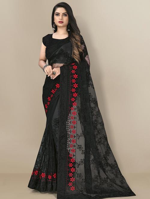 women's embroidered saree with blouse - 20299888 - Very Small Image - 1