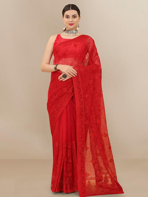 women's embroidered saree with blouse - 20299937 - Very Small Image - 1