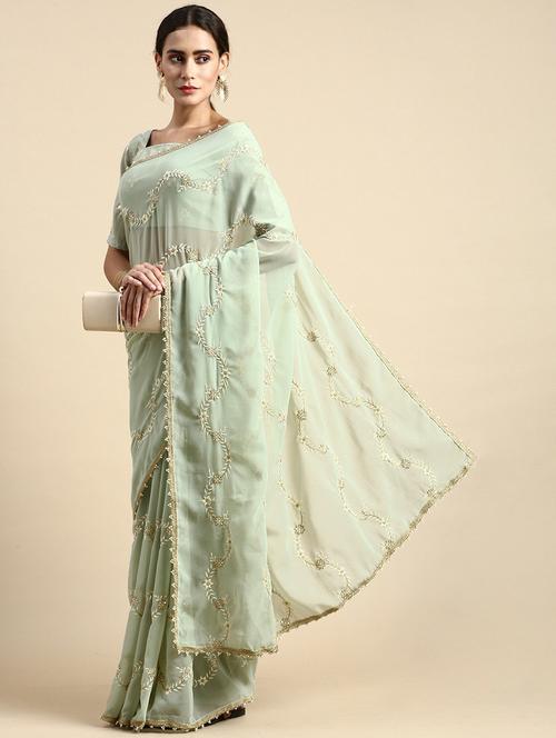 women's embroidered saree with blouse - 20299976 - Very Small Image - 1