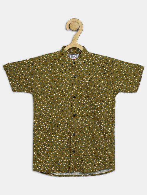 boys multi color floral print cotton blend shirt - 20300349 - Very Small Image - 1