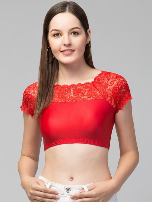 women red solid stitched blouse - 20300600 - Very Small Image - 1