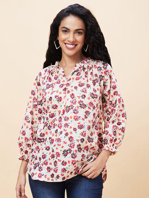 women white cotton regular top - 20301560 - Very Small Image - 1