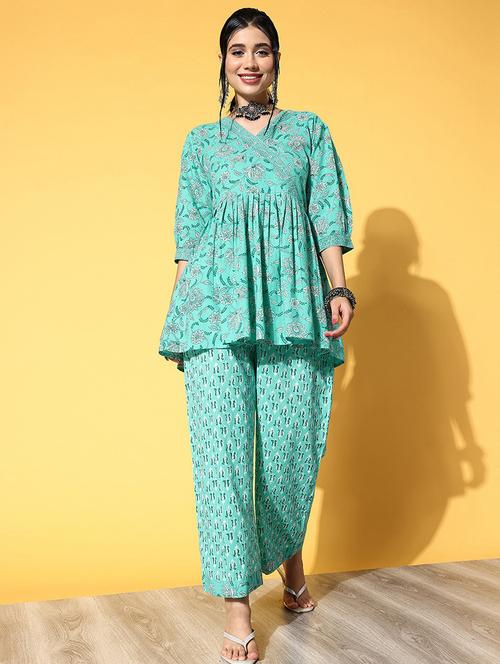 sea green colored co ord set - 20302804 - Very Small Image - 1