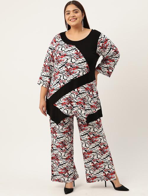 black floral top and trouser co-ord set - 20302877 - Very Small Image - 1