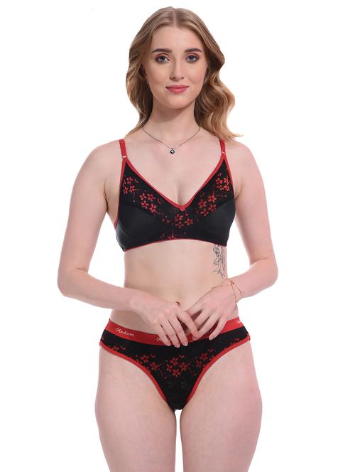 red polyester bra and panty set - 20302919 - Very Small Image - 1